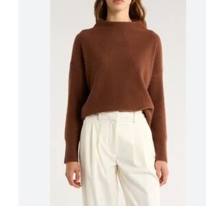Vince Boiled Cashmere Funnel Neck Pullover Sweater In Cacoa XS NWT
